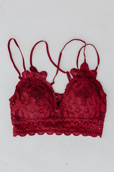 Lace Bralette in burgundy front view