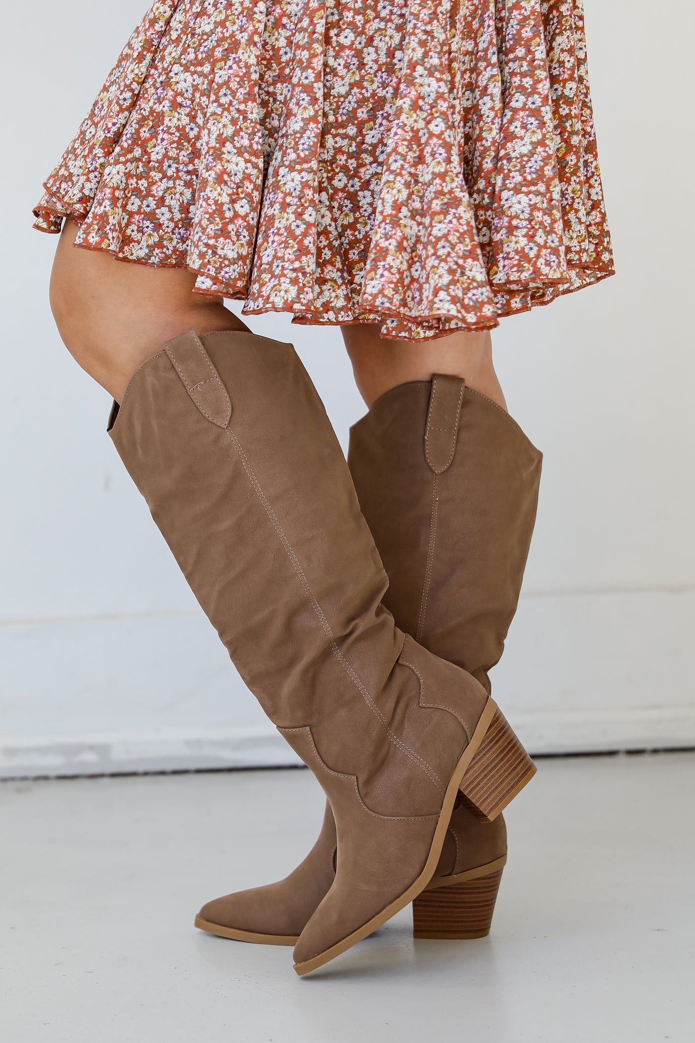 brown Western Knee High Boots