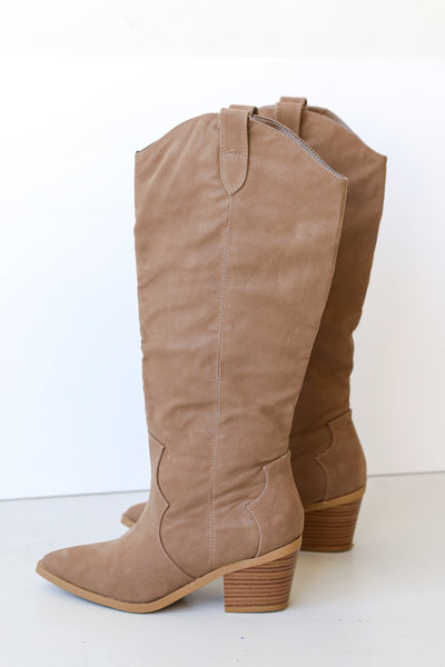brown Western Knee High Boots side view