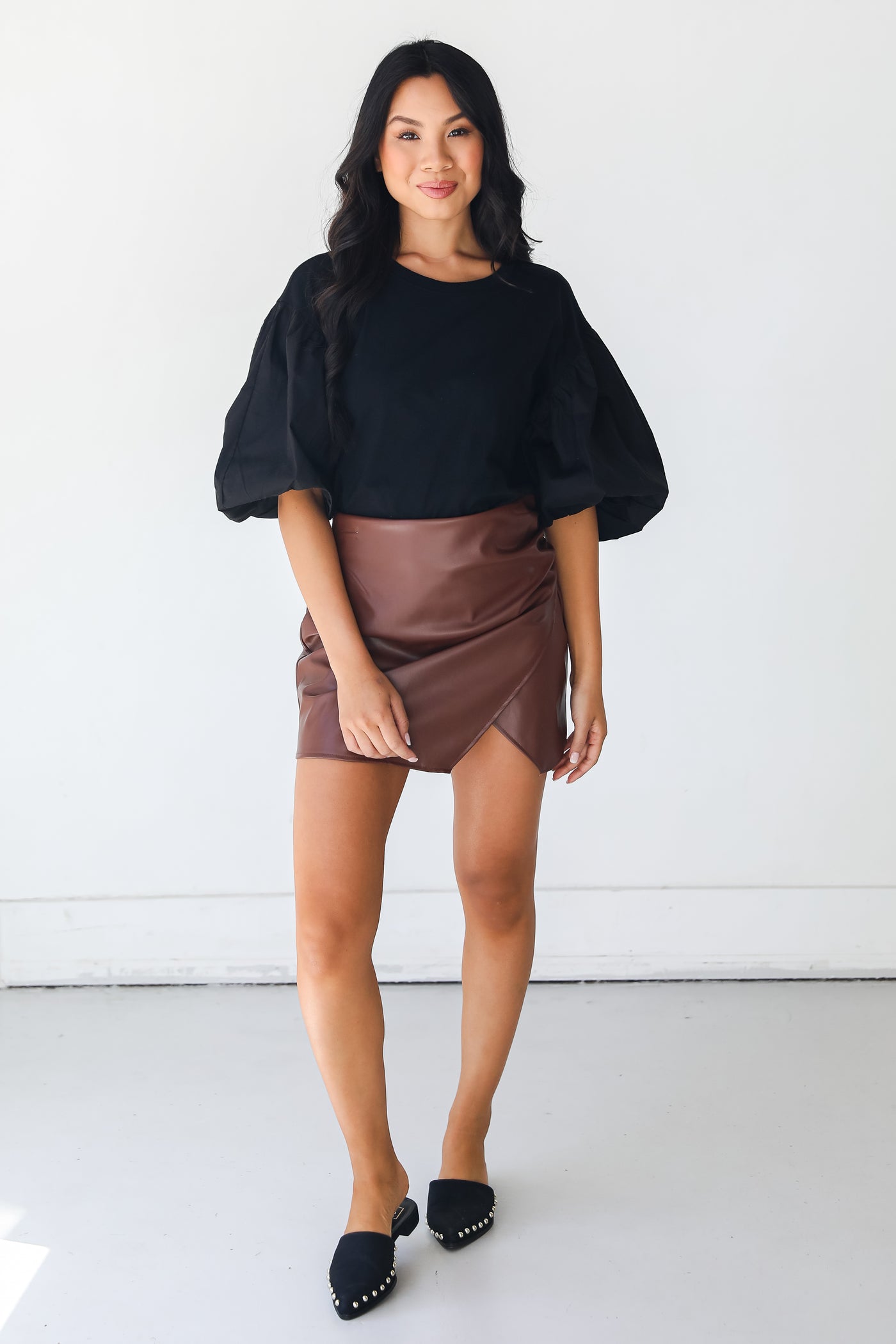 Leather Mini Skirt on dress up model