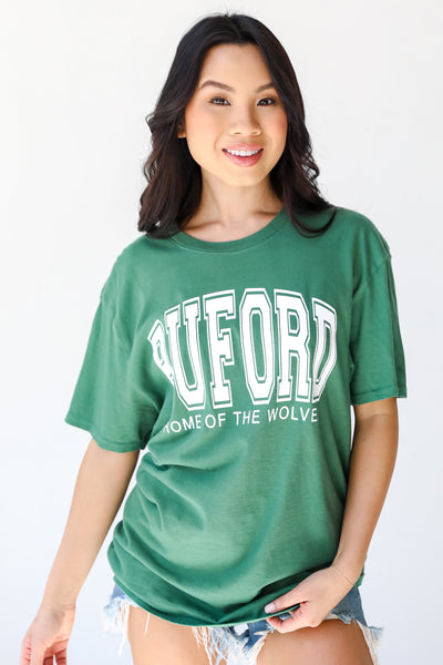 Green Buford Home Of The Wolves Tee front view
