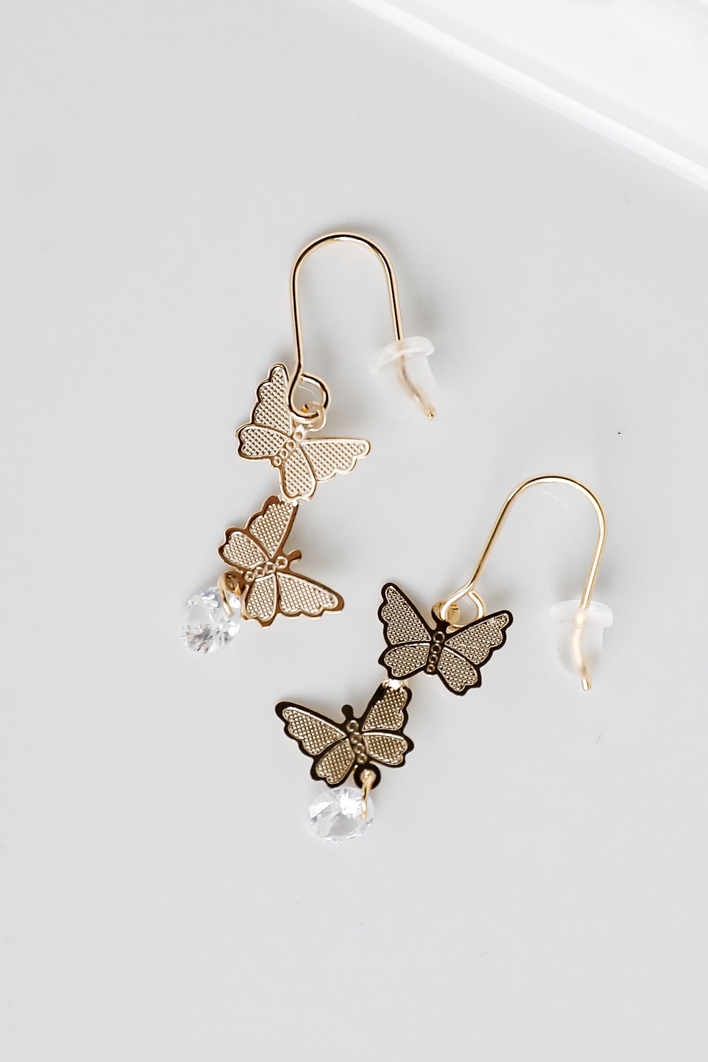 Gold Butterfly Drop Earrings from dress up