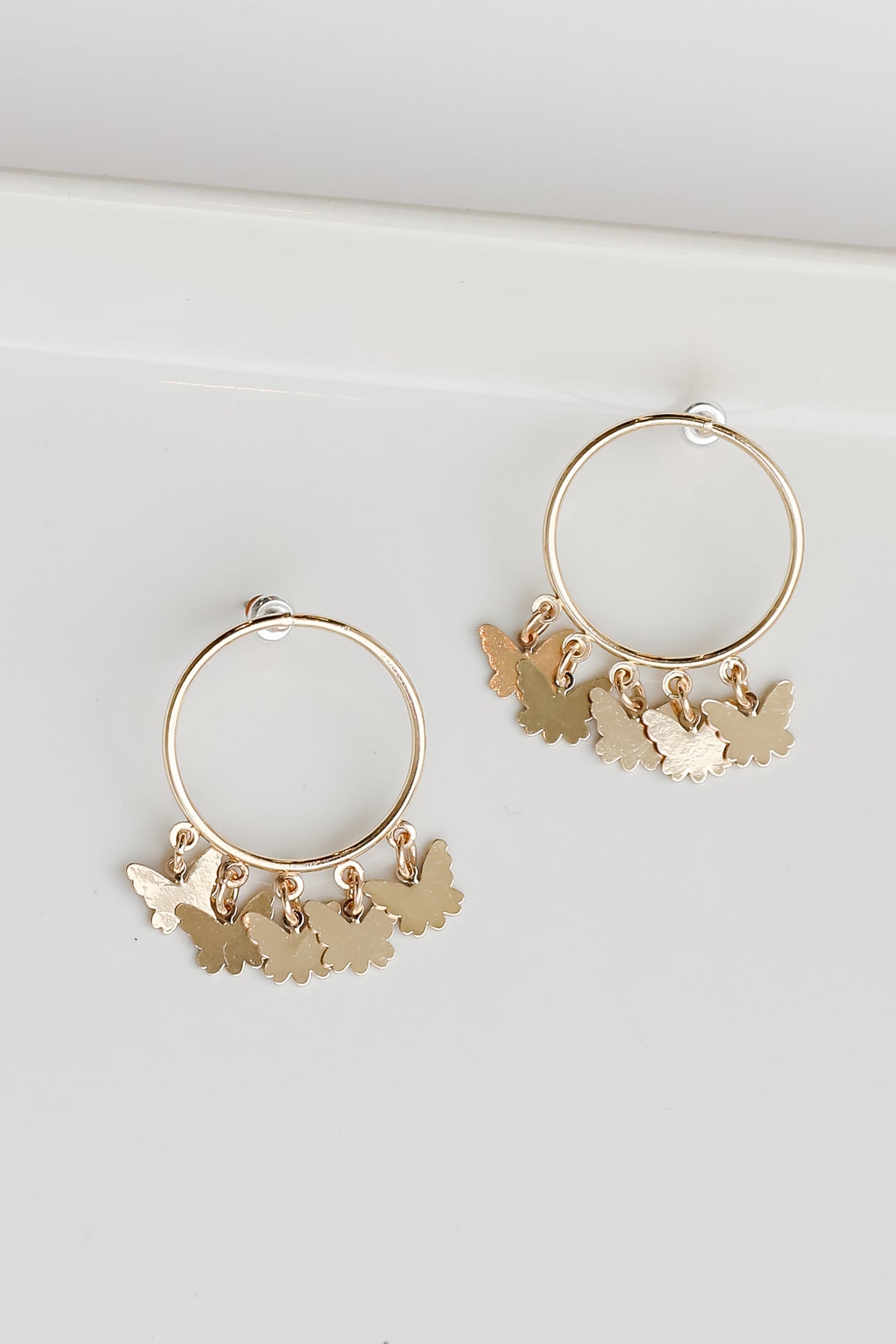 Gold Butterfly Charm Earrings from dress up