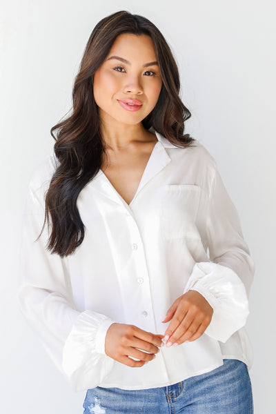 Button-Up Blouse in ivory