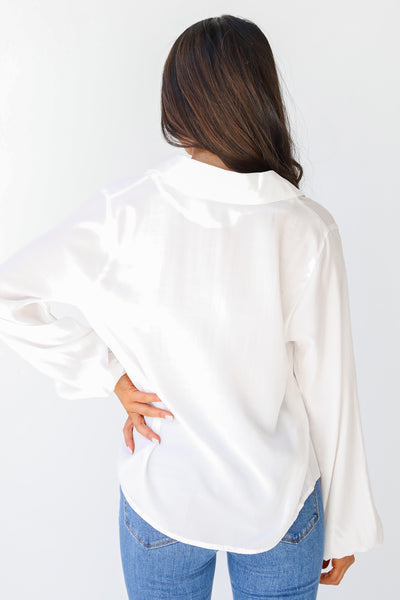 Button-Up Blouse in ivory back view
