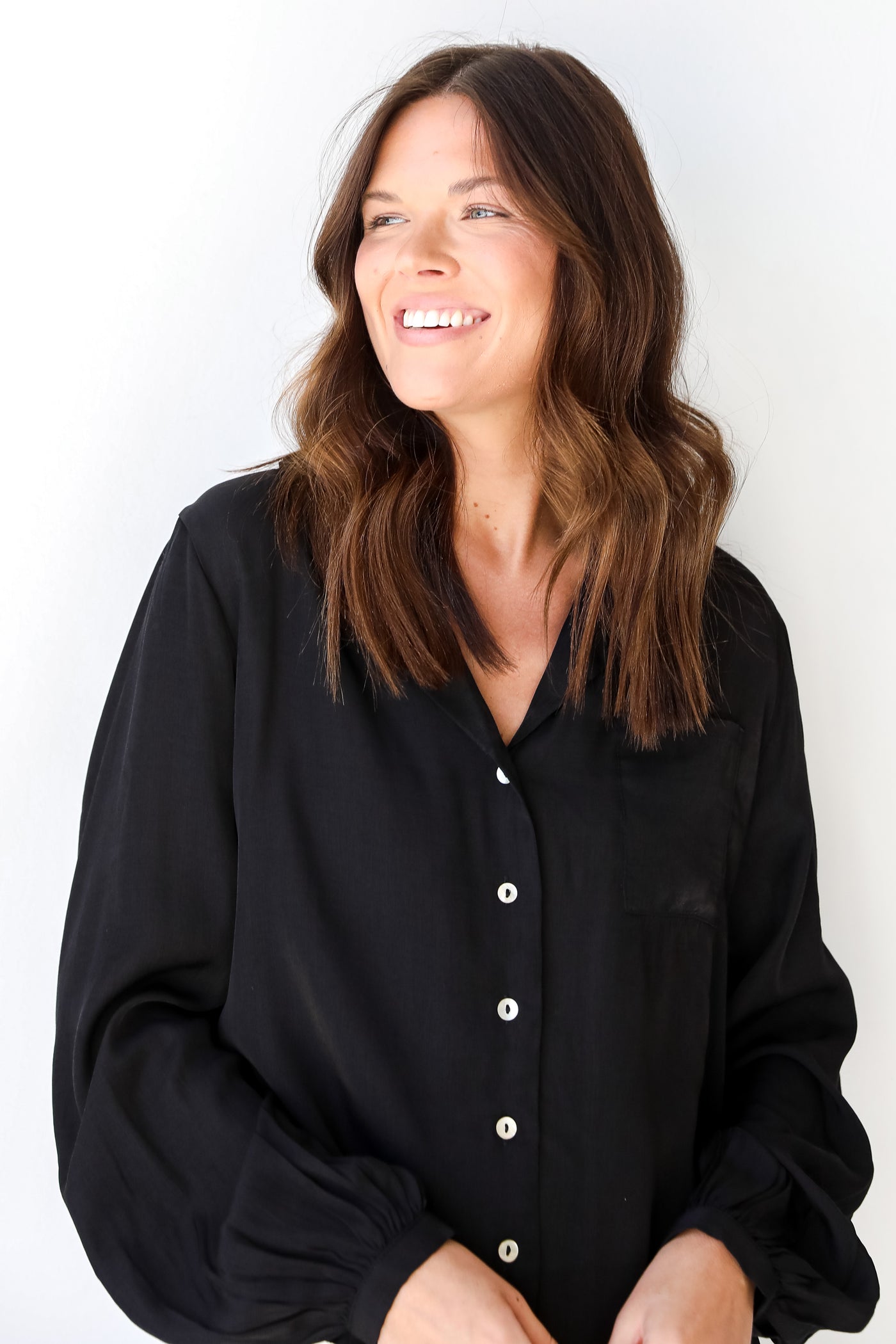 Button-Up Blouse in black