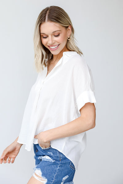 Linen Blouse in white side view