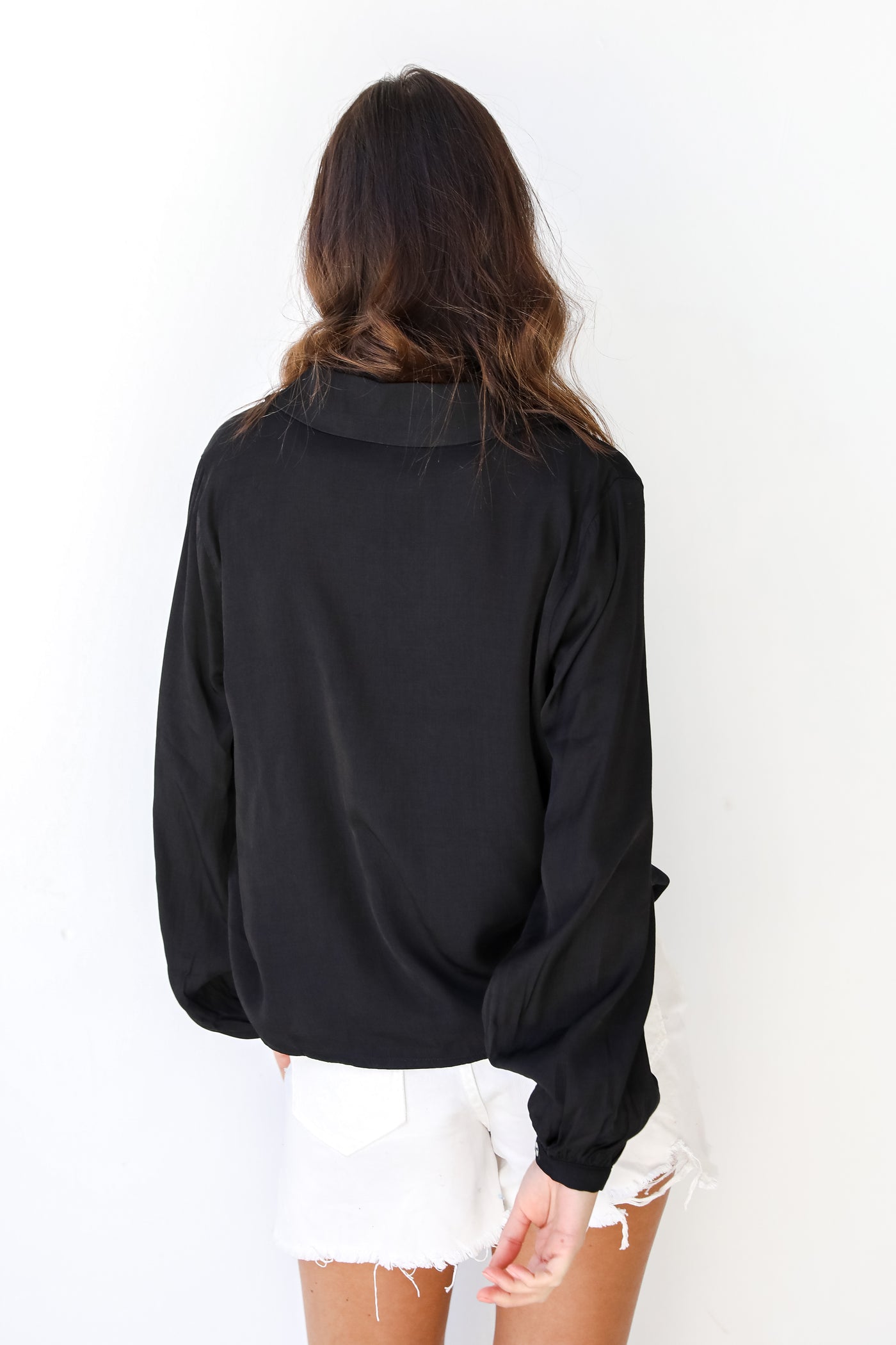 Button-Up Blouse in black back view