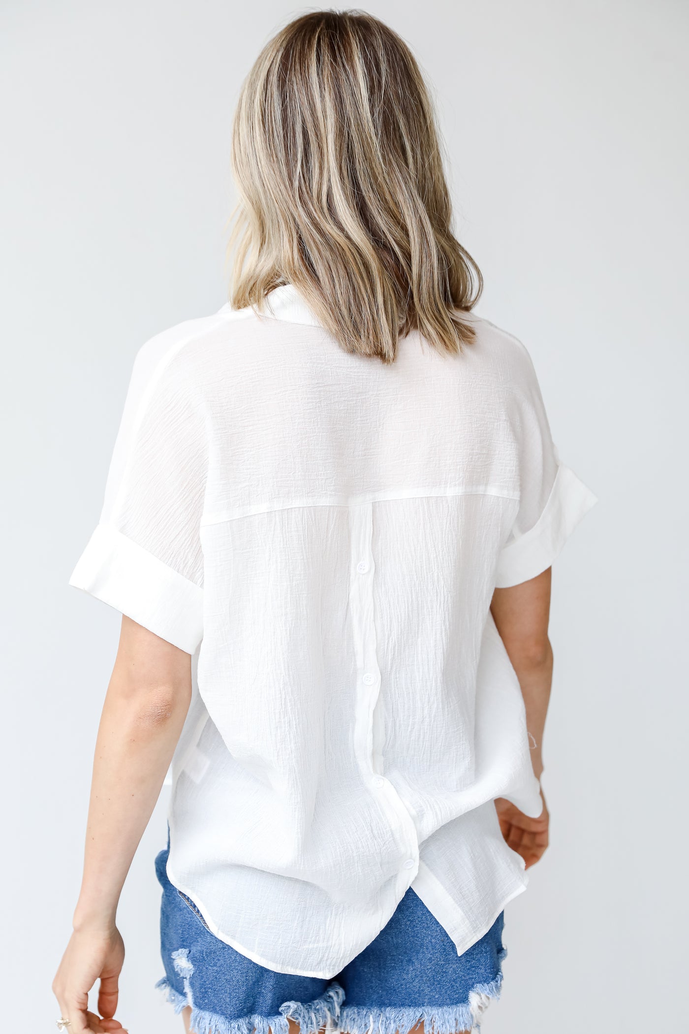 Linen Blouse in white back view