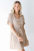 Linen Babydoll Dress in taupe