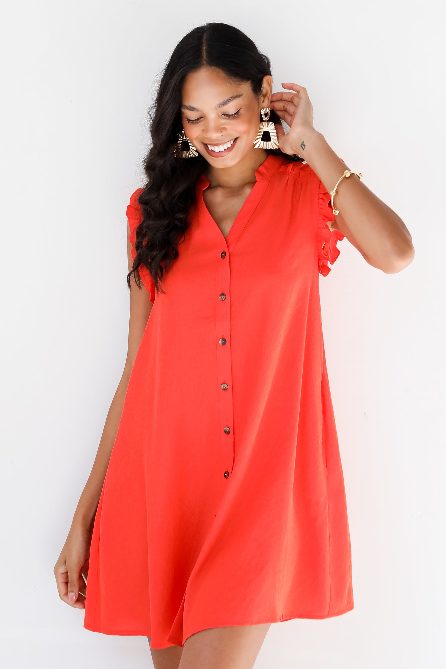 red Ruffle Mini Dress