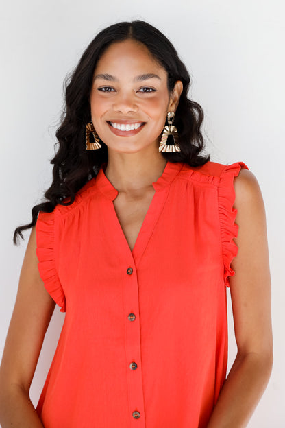 red Ruffle Mini Dress close up