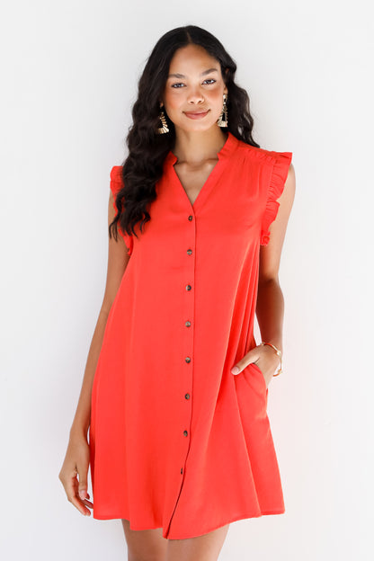 red Ruffle Mini Dress on model