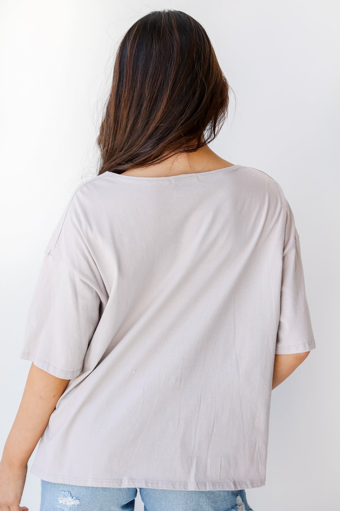 Button-Front Top in grey back view