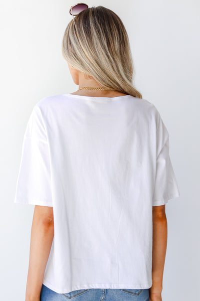 Button-Front Top in white back view
