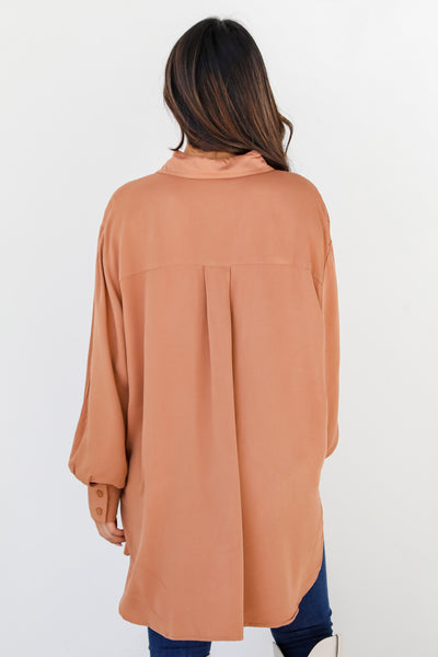 taupe Button-Up Blouse back view