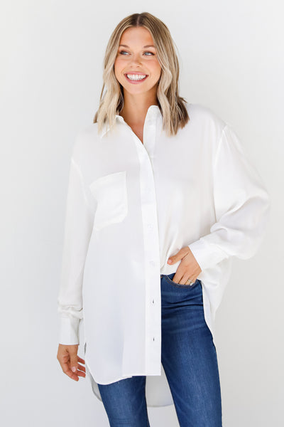 white Button-Up Blouse