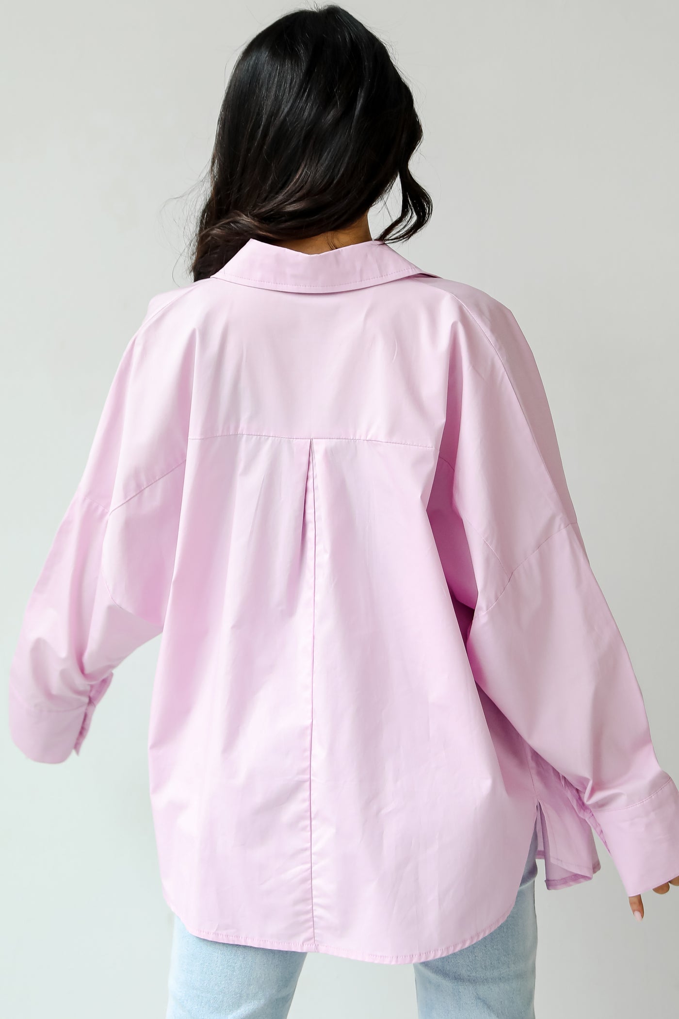 lavender Oversized Button-Up Blouse back view