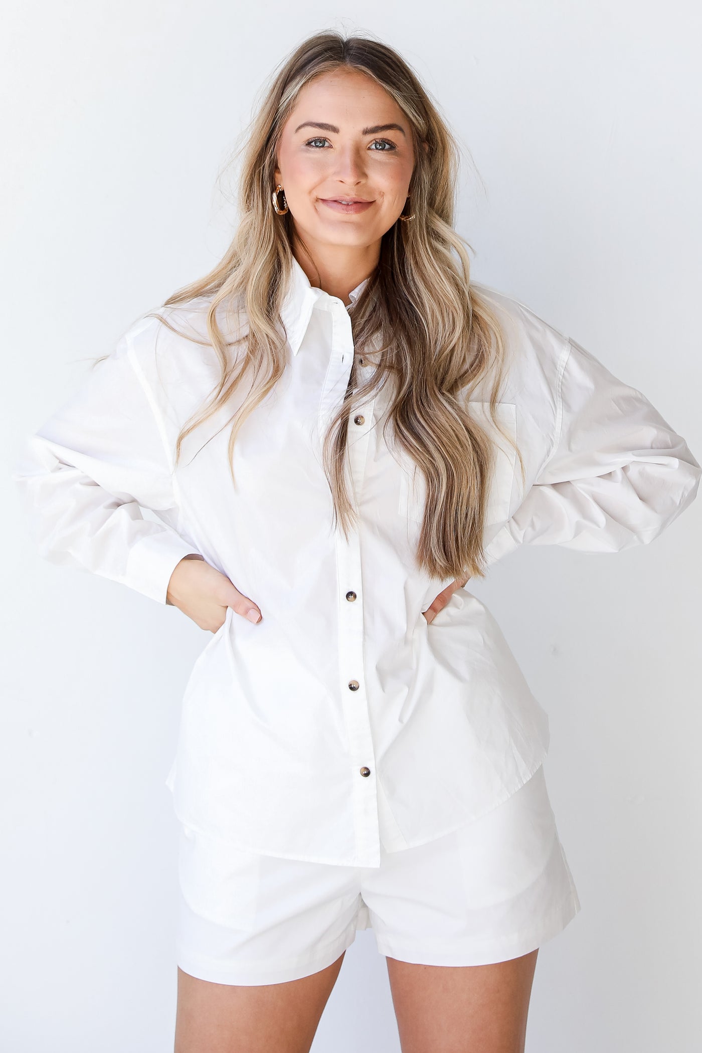 Button-Up Blouse in white