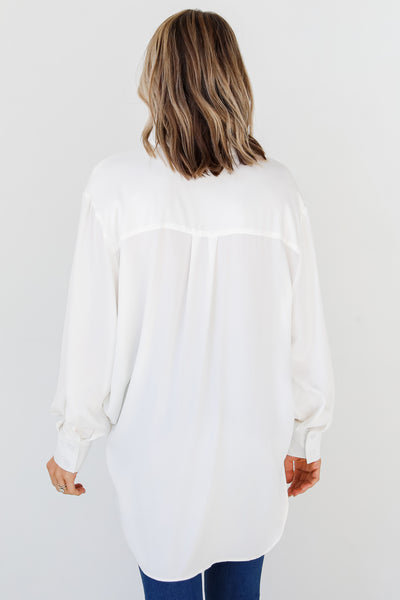 white Button-Up Blouse back view