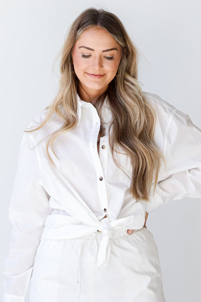Button-Up Blouse in white front view