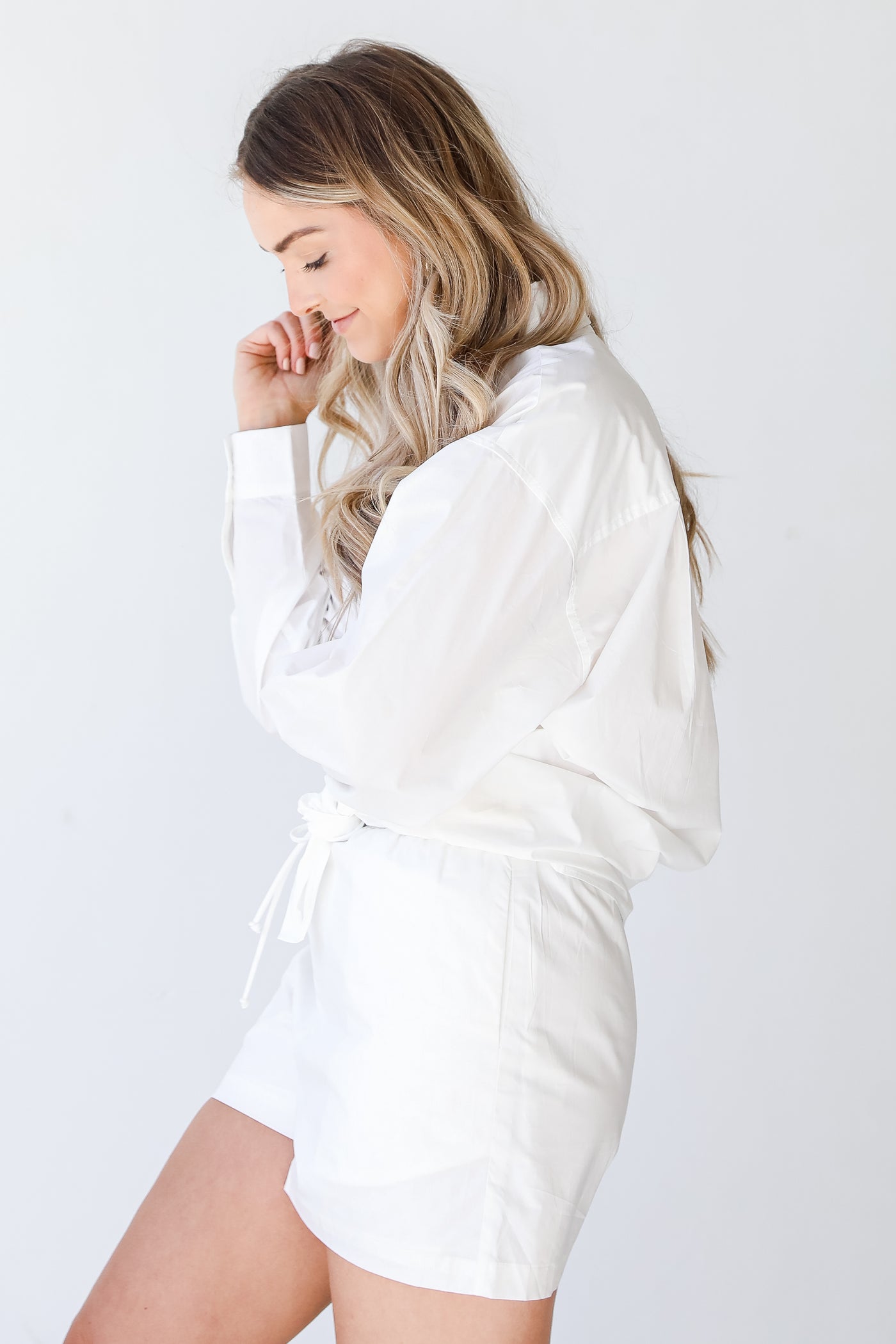 Button-Up Blouse in white side view