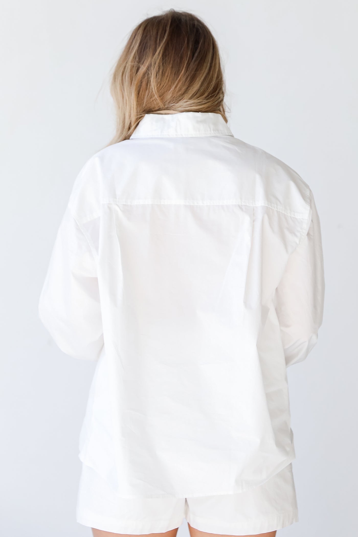 Button-Up Blouse in white back view