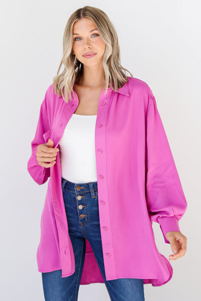 hot pink Button-Up Blouse