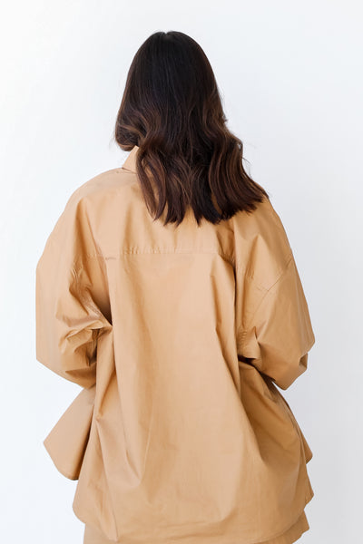 Button-Up Blouse in camel back view