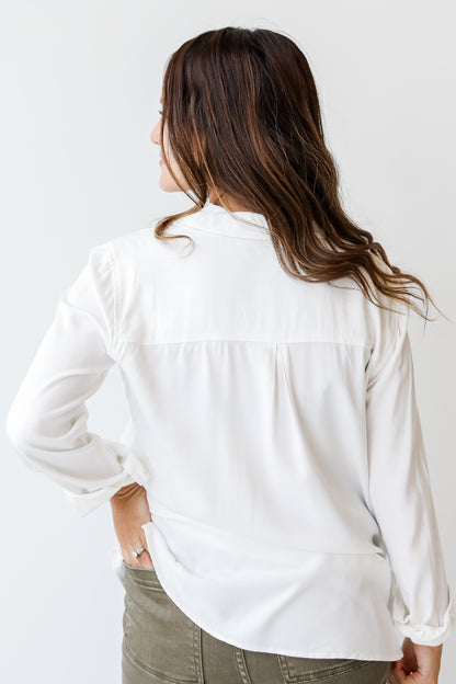 white Button-Up Blouse back view
