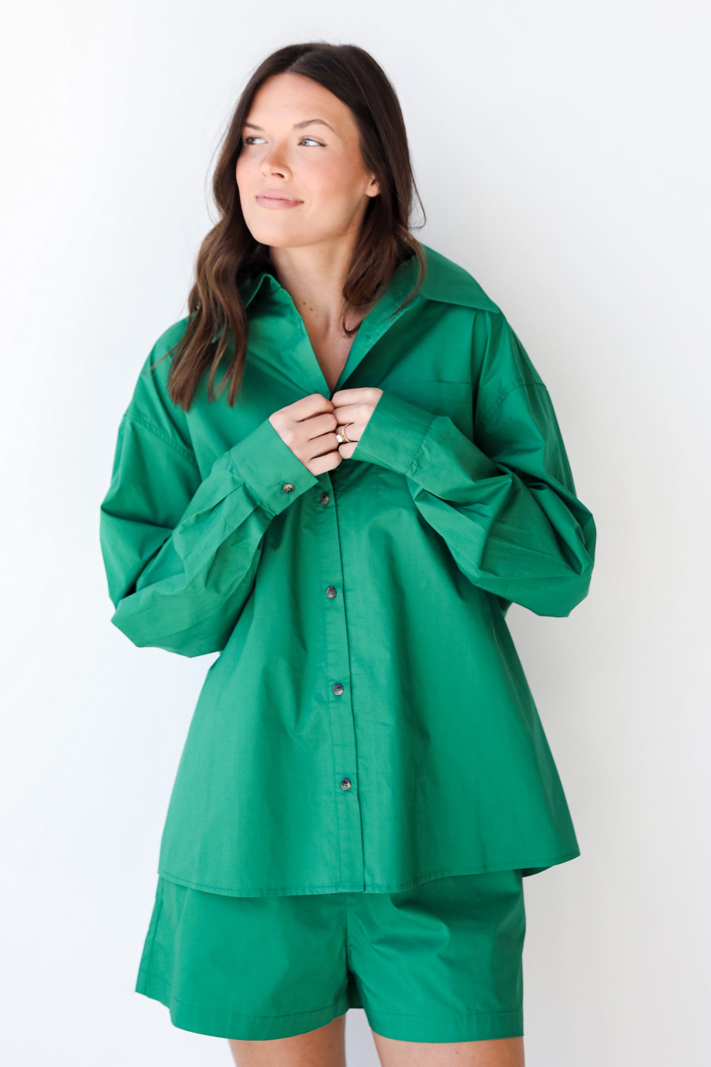 Button-Up Blouse in green