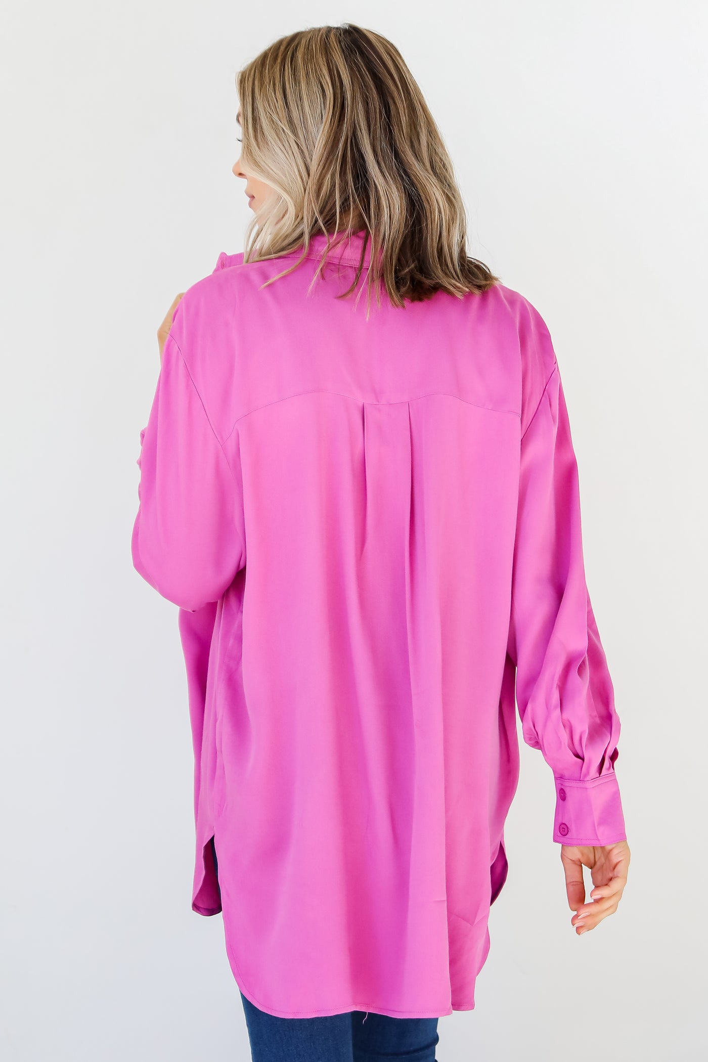 hot pink Button-Up Blouse back view