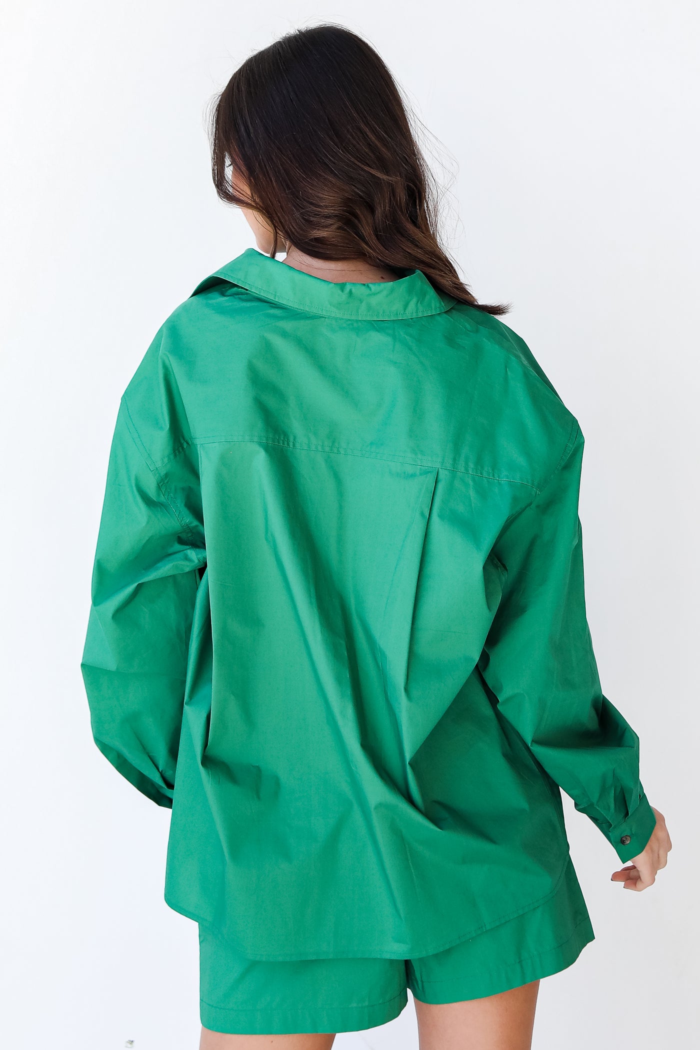 Button-Up Blouse in green back view