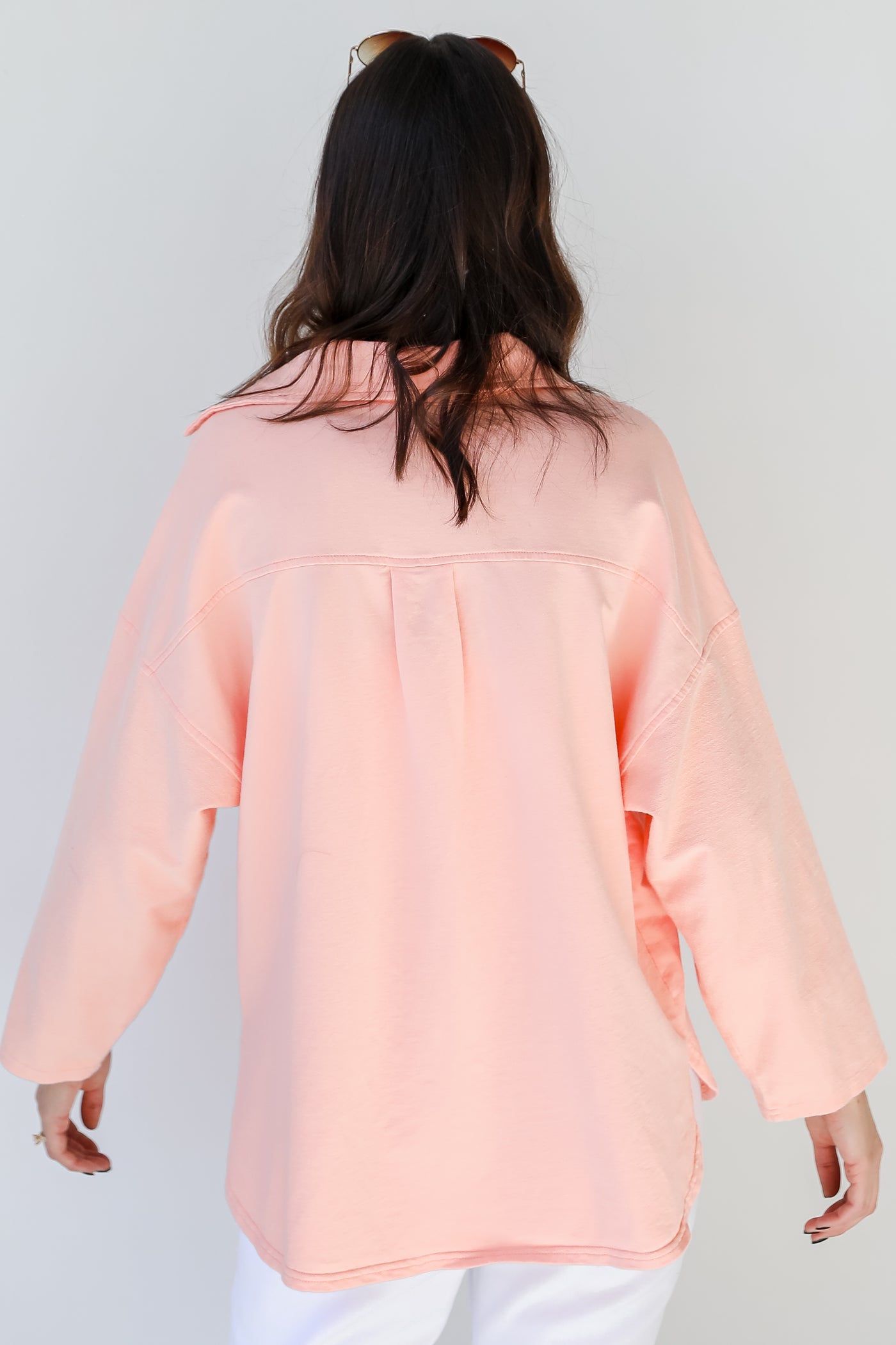 Shacket in coral back view