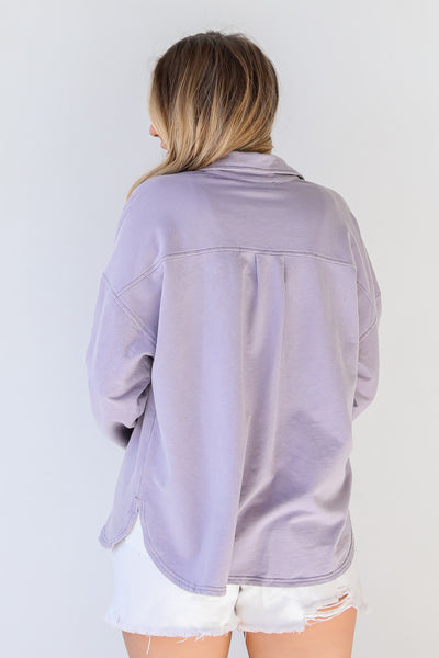Shacket in lavender back view