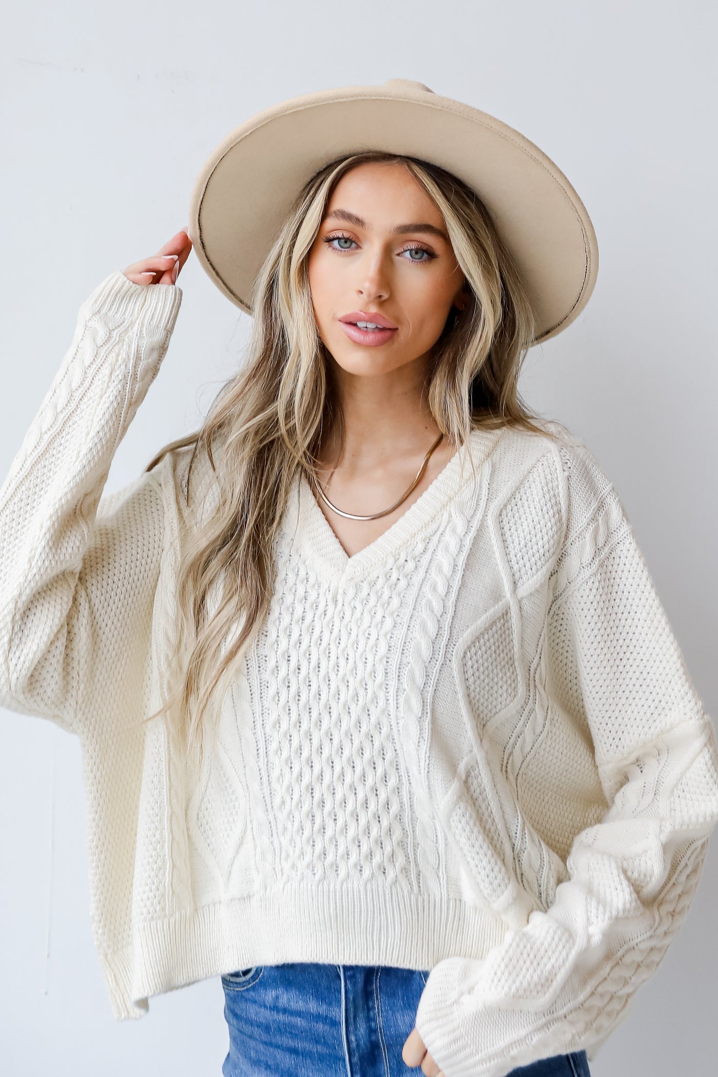 Cable Knit Sweater in ivory