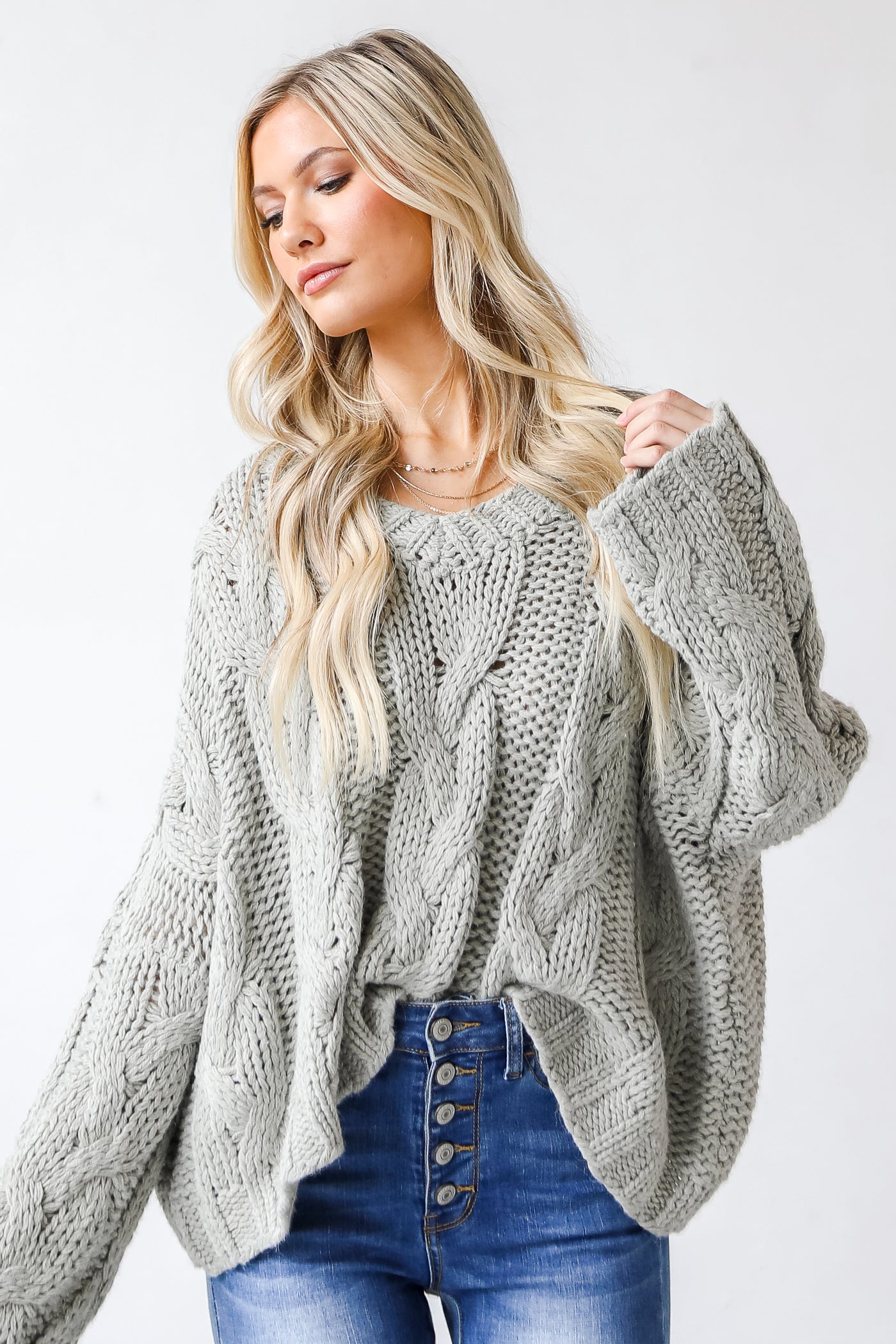 Cable Knit Sweater in mint