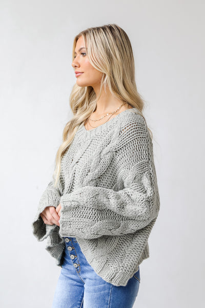 Cable Knit Sweater in mint side view