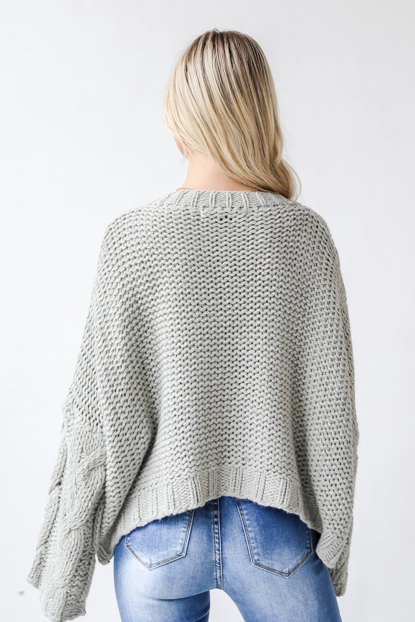 Cable Knit Sweater in mint back view