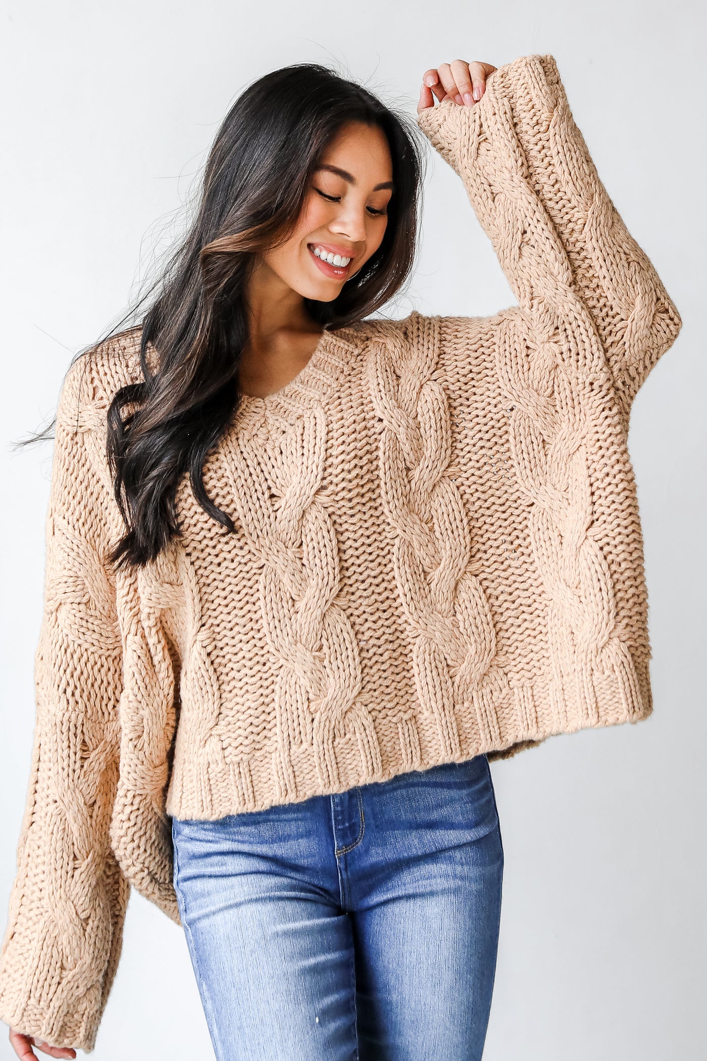 Cable Knit Sweater in taupe