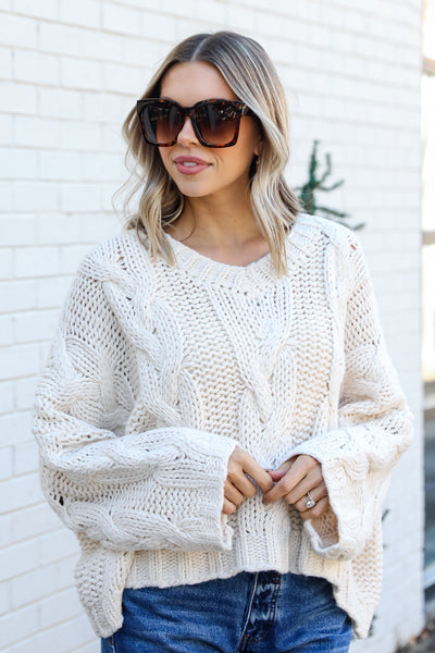 Cable Knit Sweater on model