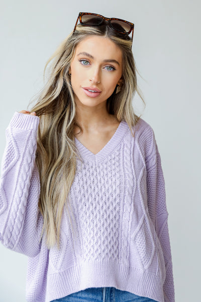 Cable Knit Sweater in lavender