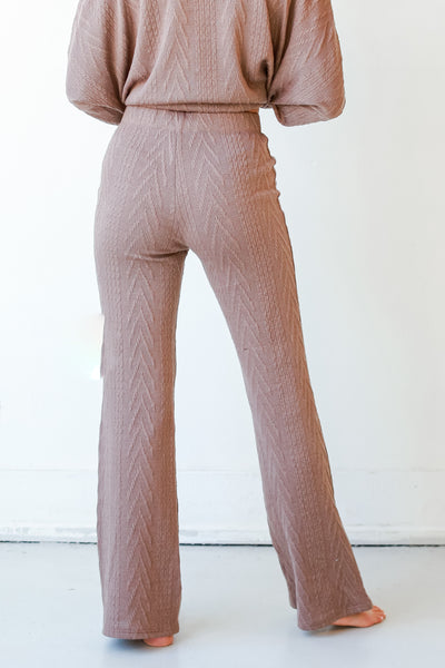 Cable Knit Lounge Pants in mocha back view