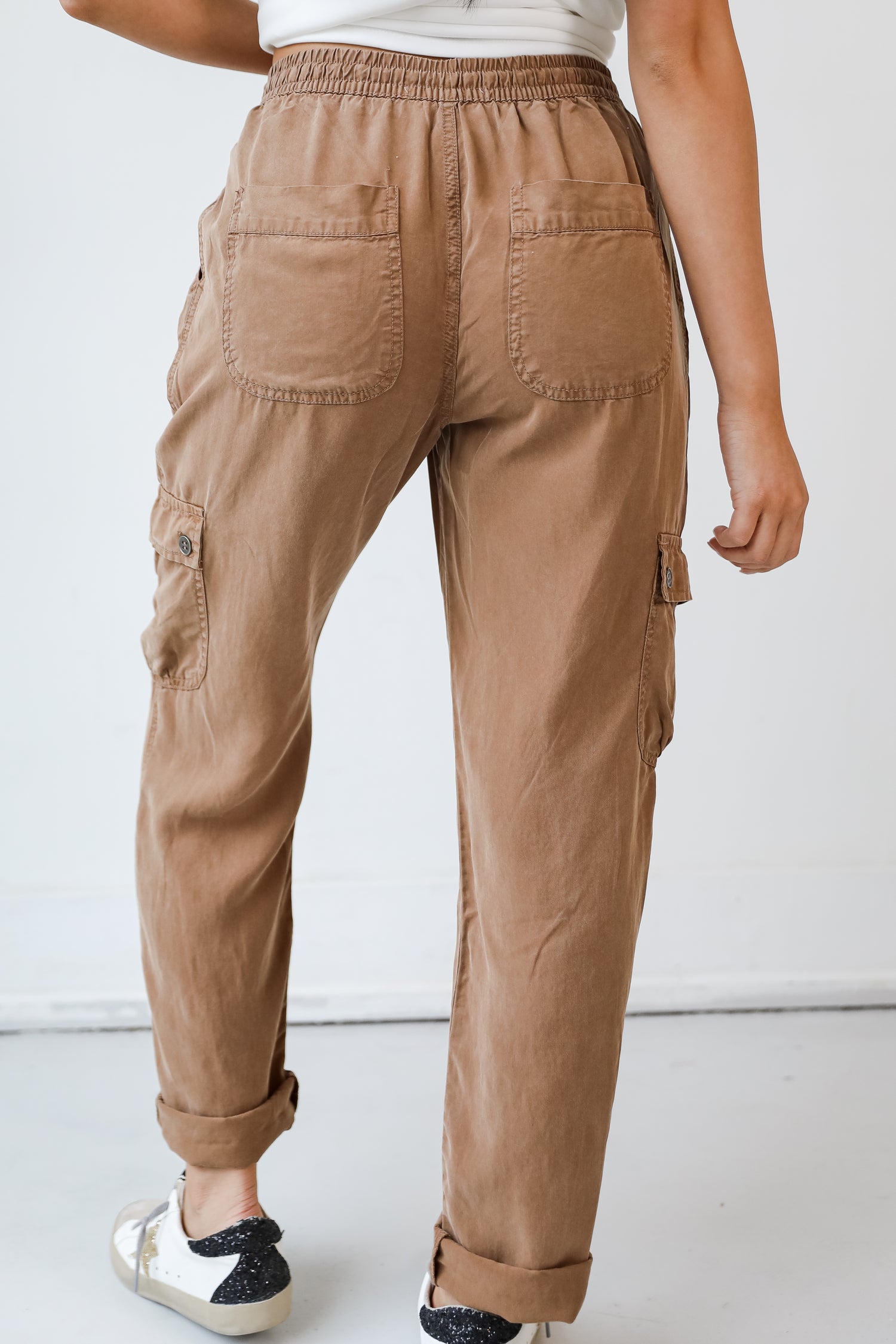 tan Cargo Pants back view