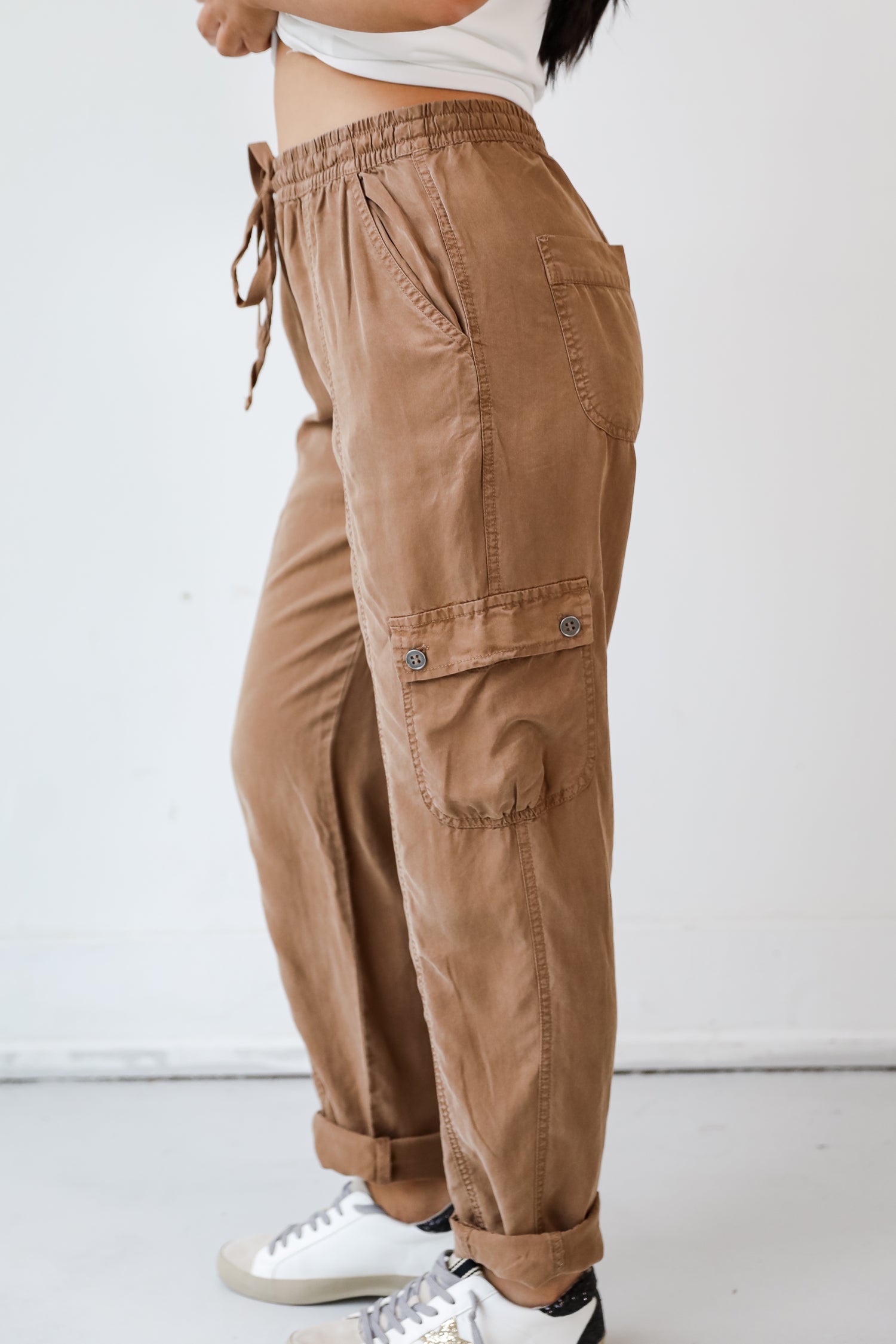 tan Cargo Pants side view
