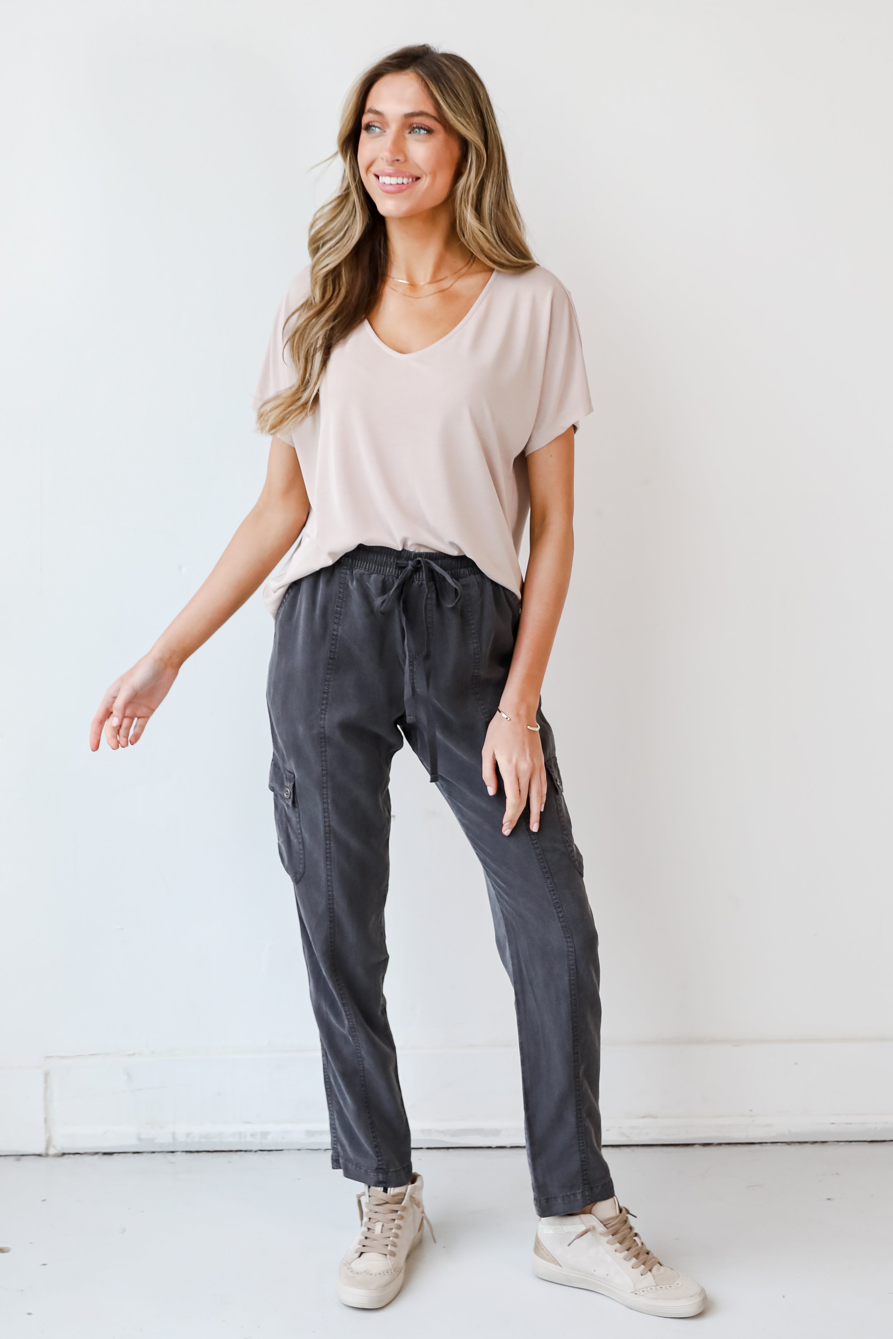 black Cargo Pants on model