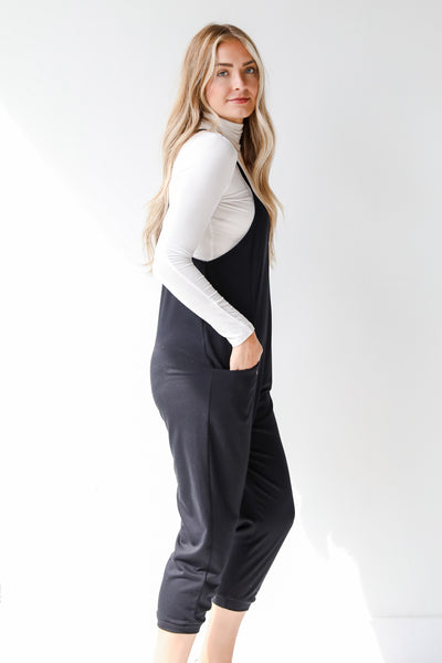 black casual jumpsuit side view
