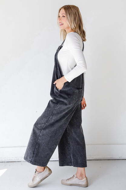 black velvet overalls side view