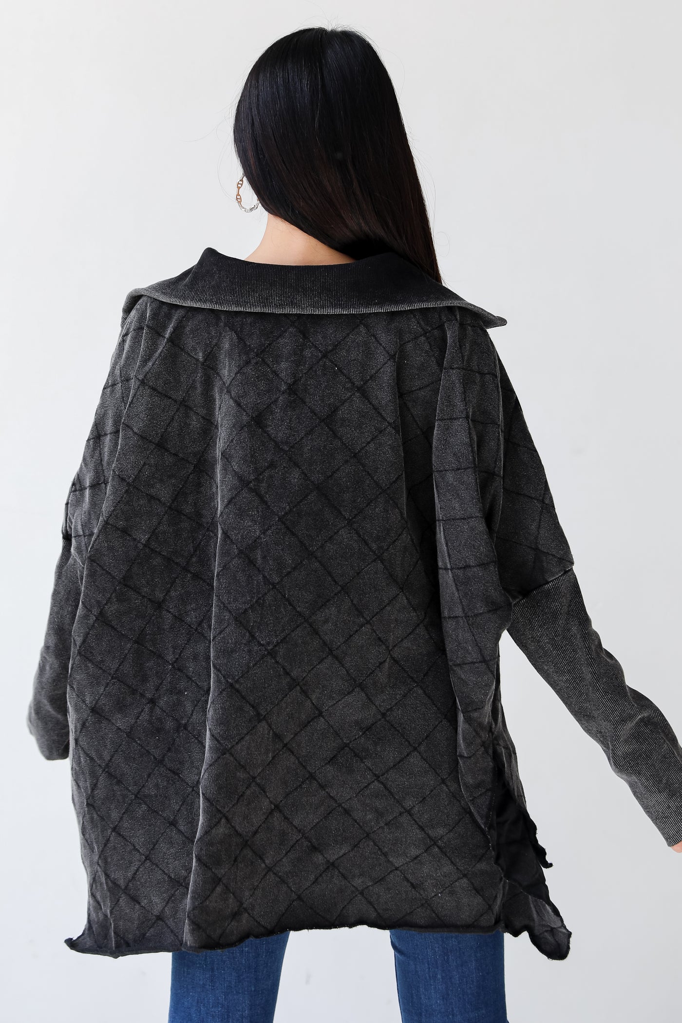 Quilted Quarter Zip Pullover back view