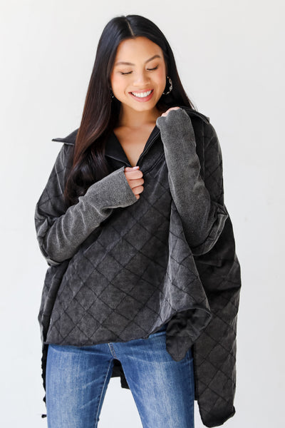 Quilted Quarter Zip Pullover front view
